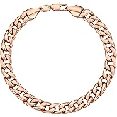 U7 Link Chain Bracelet for Men Stainless Steel, Cuban Link/Figaro Chain/Rope Chain/Heart Bracelets, 3mm/5mm/7mm/9mmm/12mm Width, Chain Wrist Bracelet for Men Women, 8"/8.3" Length