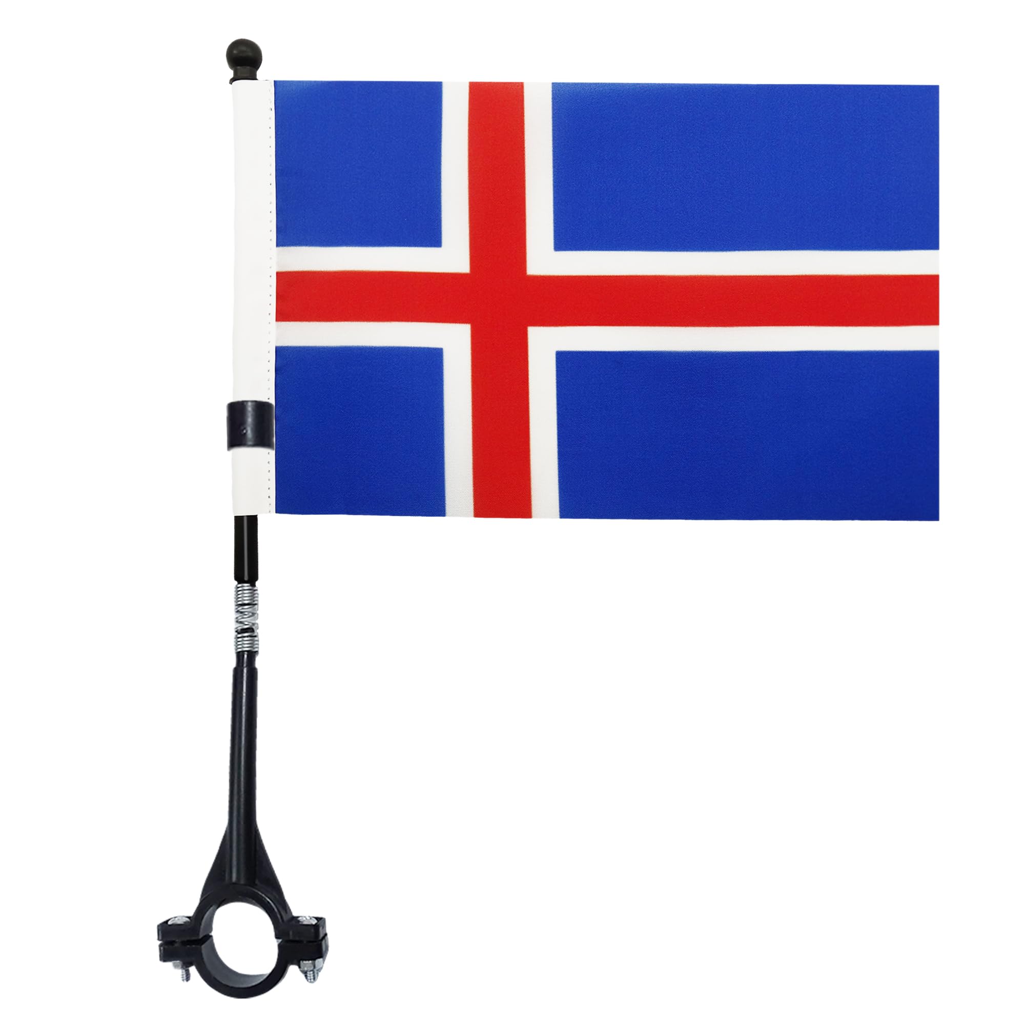 AZ FLAG - Iceland Bike Flag 4'' x 6'' - Icelander Bicycle Flag 100% Polyester 21 x 14 cm - Mini Banner with 12'' Black Plastic Pole
