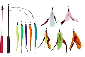 Amazon Basics Cat Feather Toy Kit with 2 Stick and 10 Refills (in 2 Styles) - 1