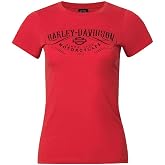 Harley-Davidson Women's Embellished Decor Crew-Neck Short Sleeve Tee, Red