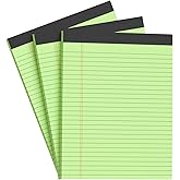 AILZFEI Green Legal Pad Note Pads 8.5 x 11 inch, Wide Ruled Clear Print Writing Pads 30 Sheets/Pad, 20lb Colored Paper, Perforated Notepad with Sturdy Back (3 Pads Green)