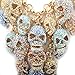 Jane Stone Luxurious Skull Necklace Fashion Skulls Necklace Frontal Skeleton Necklace Evening Party Jewelry Costume Accessory(Fn0954)