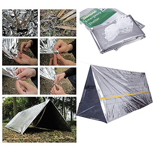 8 Pieces Emergency Blanket Kit 2 Sleeping Bags 5 Emergency Blankets 1 Shelter Tent For Outdoors Hiking Survival Camping 2 Person or more