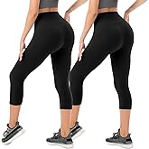 SINOPHANT Capri Leggings for Women - 2 Packs Buttery Soft Yoga Pants for Gym Athletic