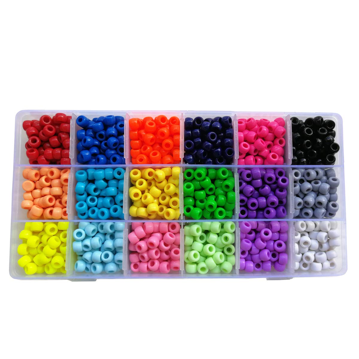 Pony Beads with Smooth Surface Craft Assortment Colors 6X 9mm/18colors