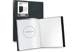 Dunwell Binder with Plastic Sleeves 12-Pocket (2 Pack, Black) - Presentation Book, 8.5 x 11 Portfolio Folder with Clear Sheet Protectors, Displays 24-Page Documents, Certificates, Important Papers