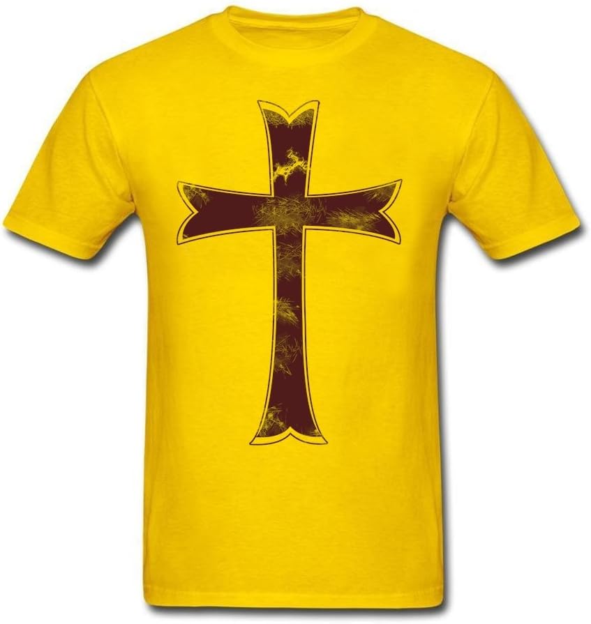 Men Crusader Knights Templar Distressed Cross T-Shirts Crewneck Short Sleeved