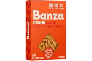 Banza Penne Pasta from Chickpeas - Gluten Free, High Protein, and Lower Carb Protein Penne Chickpea Pasta - 8oz