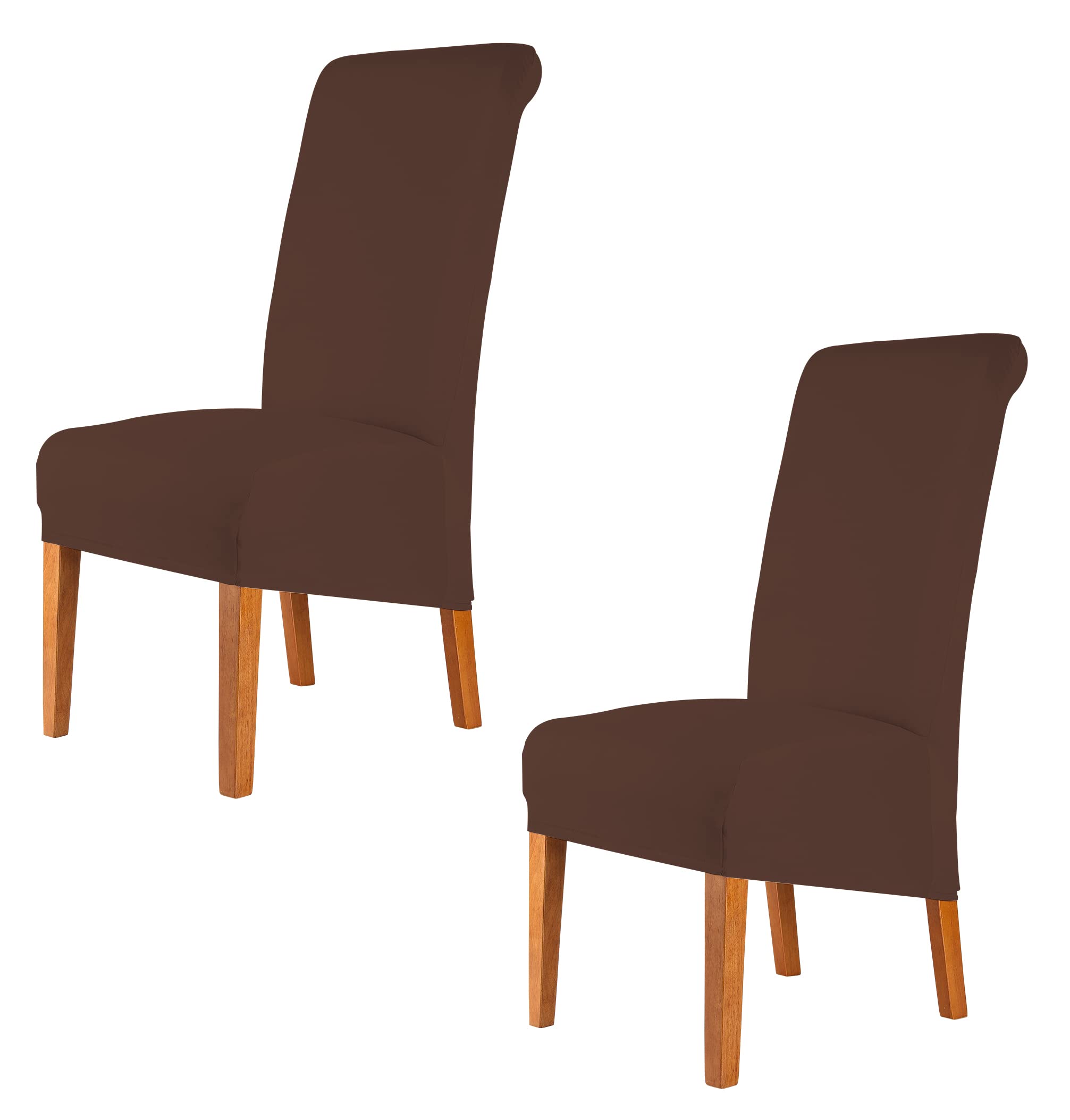 CMAKER High Back Chair Covers Stretch Spandex Fabric Chair Slipcover Seat Cover for Home Washable Removable Parsons Chair Protector Dining Room Kitchen Hotel,Set of 2,Brown — image 1