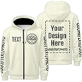 Custom Hoodie Zip Up for Men Add Photo Logo Text Personalized Hoodies Custom Jacket Sweatshirt Front/Back