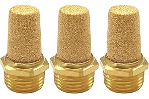 Uenede 3PCS Brass 3/4 NPT Male Air Pneumatic Mufflers Hex Sintered Exhaust Muffler Silencer Filter Air Line Fitting