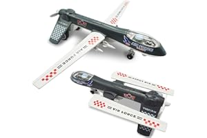 OTONOPI Military Plane Toy Combat Air Force Model Fighter Jet Die Cast Aircraft Pull Back Airplane Foldable Wings Drone with Lights and Sounds for Kids