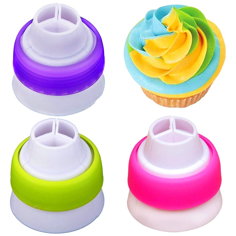 3 Packs 3 Color Icing Piping Bag Russian Nozzle Converter Coupler Icing Cake Decor Tools