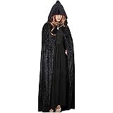 Mantello Con Cappuccio In Raso Nero - Lungo Fino A Terra - Costume Halloween, Masquerade O Natale - Unisex Adulto - Foto 7