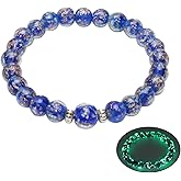 AROUROUA Glass Beaded Bracelet Glowing Bracelet Luminous Beads Bracelet for Women Glass Mermaid Bracelet Bangles Anti Anxeity Healing Energy