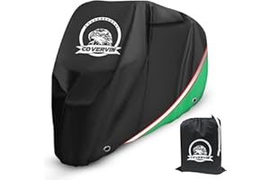 COVERVIN Motorcycle Cover Heavy Duty Waterproof Oxford Cloth,Fits 116 inch Most Motorcycles, Such as Harley Davidson Honda Suzuki Kawasaki Yamaha with Reflective Strip and Lock Hole (XXXL Green)