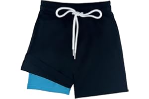BROWNKNOT Boys Swim Trunks with Compression Liner Swim Shorts Bathing Suit UPF50+ Stretch Swimwear for Boy Quick Dry, 5-16Y