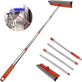 Window Squeegee for Window Cleaning, Squeegee Window Cleaner Tool 2 in 1 Car Window Cleaning Tool with Extension Pole 58&lsquo;&rsquo; Telescopic Window Washing Equipment, Shower Squeegee for Shower Glass Door