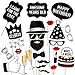 PartyGraphix DIY Happy Birthday Props for Photo Booth Stand - Suitable for His or Hers Party Celebration (34 Count, Silver Kit)