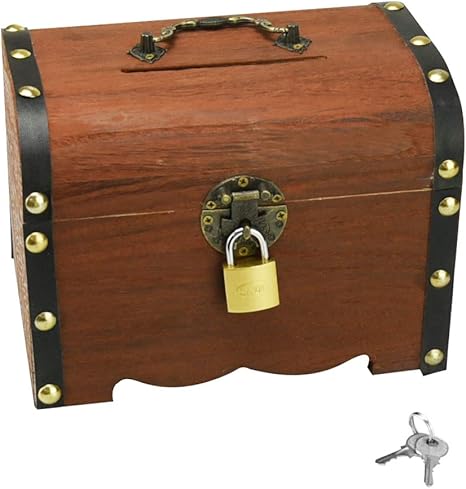 Amazon 鍵付き 宝箱 貯金箱 小物入れ アンティーク インテリア おしゃれ 貯金箱 おもちゃ