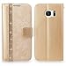 S7 Edge Case, Galaxy S7 Edge Case, Cellularvilla [Diamond Jewel] Embossed Flower Design Premium Pu Leather Wallet Case [Card Slots] Folio Flip Cover for Samsung Galaxy S7 Edge (Golden Bling)