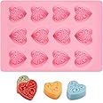 Fimary Silicone Heart-Shaped Chocolate Molds - Set of 1 Non-Stick Candy Heart Molds Silicone, for Baking, Candy, Gummy, Food Grade - Pink