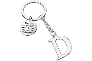FUSTMW Initial Keychain Alphabet Initial Letter Key Ring Pendant Inspiration Gifts