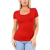 Sugar Sunday Cotton Tshirts for Women Short Sleeve Tshirt Basic Tees Plain T Shirt Womens Casual Tops Tee Undershirt Pack 1-4