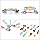 WOVTE Magnetic Measuring Spoons Set of 9 Stainless Steel Dual Sided view 5