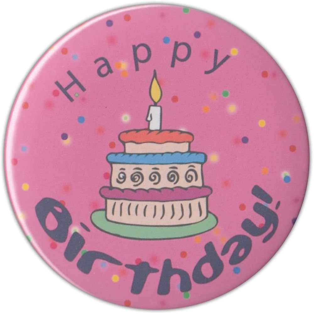 Amazon Com 3 Pin Back Button Happy Birthday Cake W Confetti