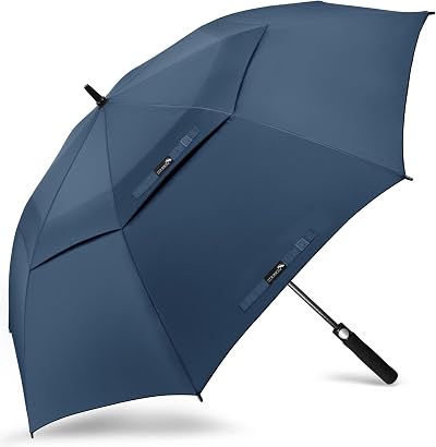 ZOMAKE Golf Umbrella 54in Windproof Rainproof Double Canopy Navy Blue