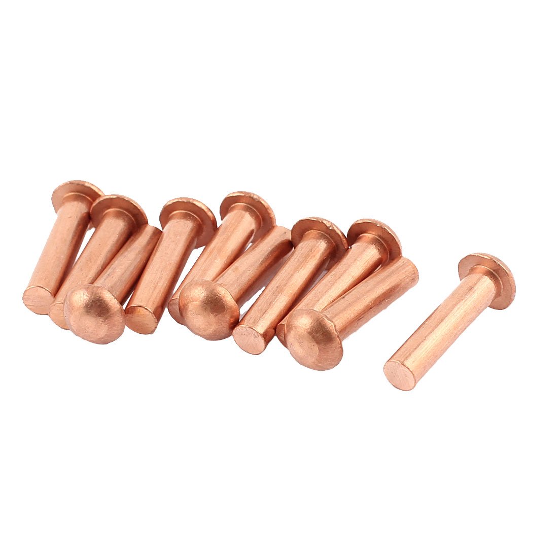 Sourcingmap 10 Pcs 1/4" Dia. 1" L Shank Copper Round Head Solid Rivets Fasteners
