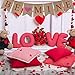Supla 6.6' Long BE Mine Letters and Hearts Sign Valentine's Day Burlap Banner Rustic Jute Burlap Flag Bunting Banner and 20 Pcs 10 Shape Red Felt Hearts Garland Banner with Red Paper Raffia Cord