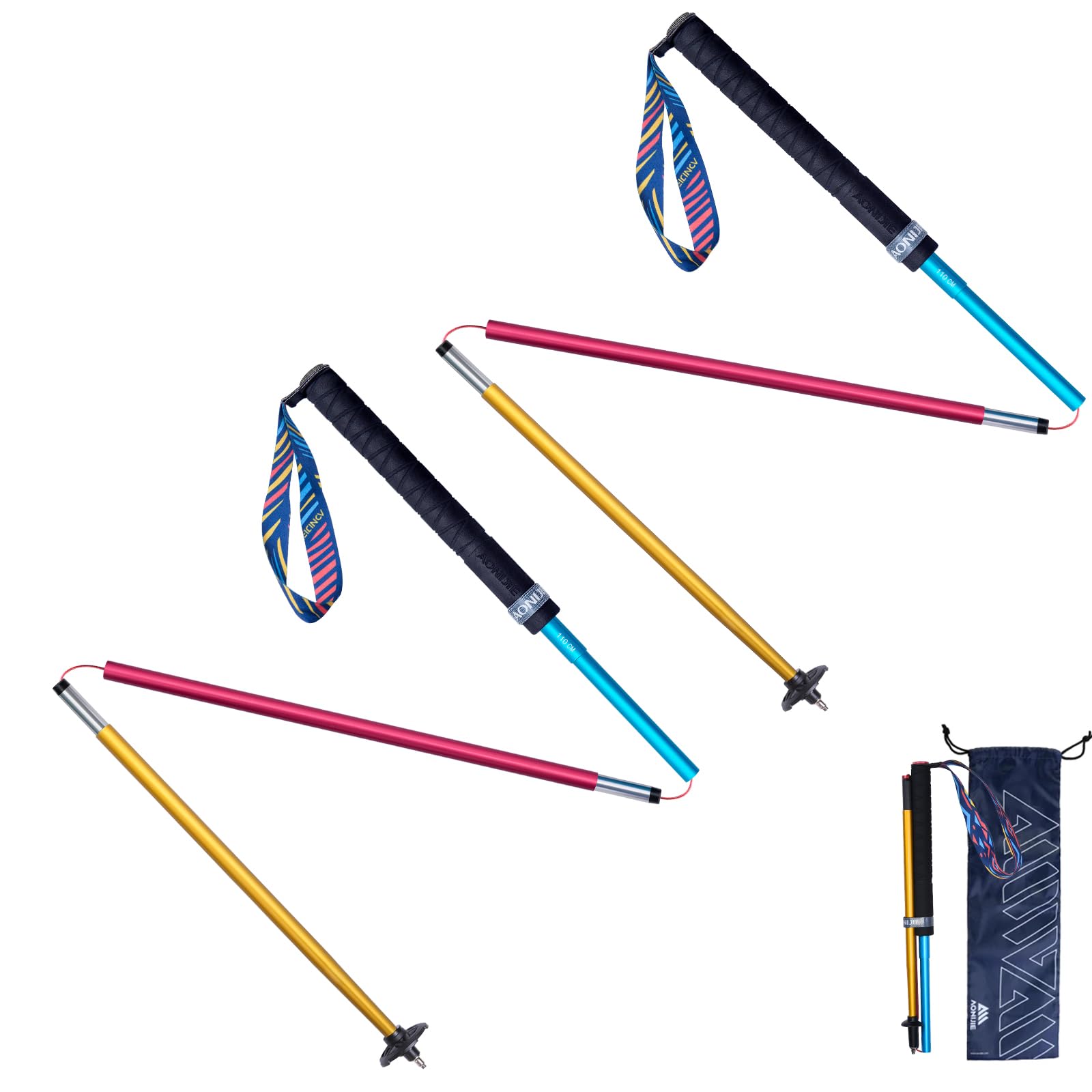 Photo 1 of AONIJIE Trekking Poles, Walking Hiking Sticks for Men & Women - Anti-Shock Tips, Compact Collapsible Design for Trail Running, Mountain Climbing, Backpacking & Camping Adventures