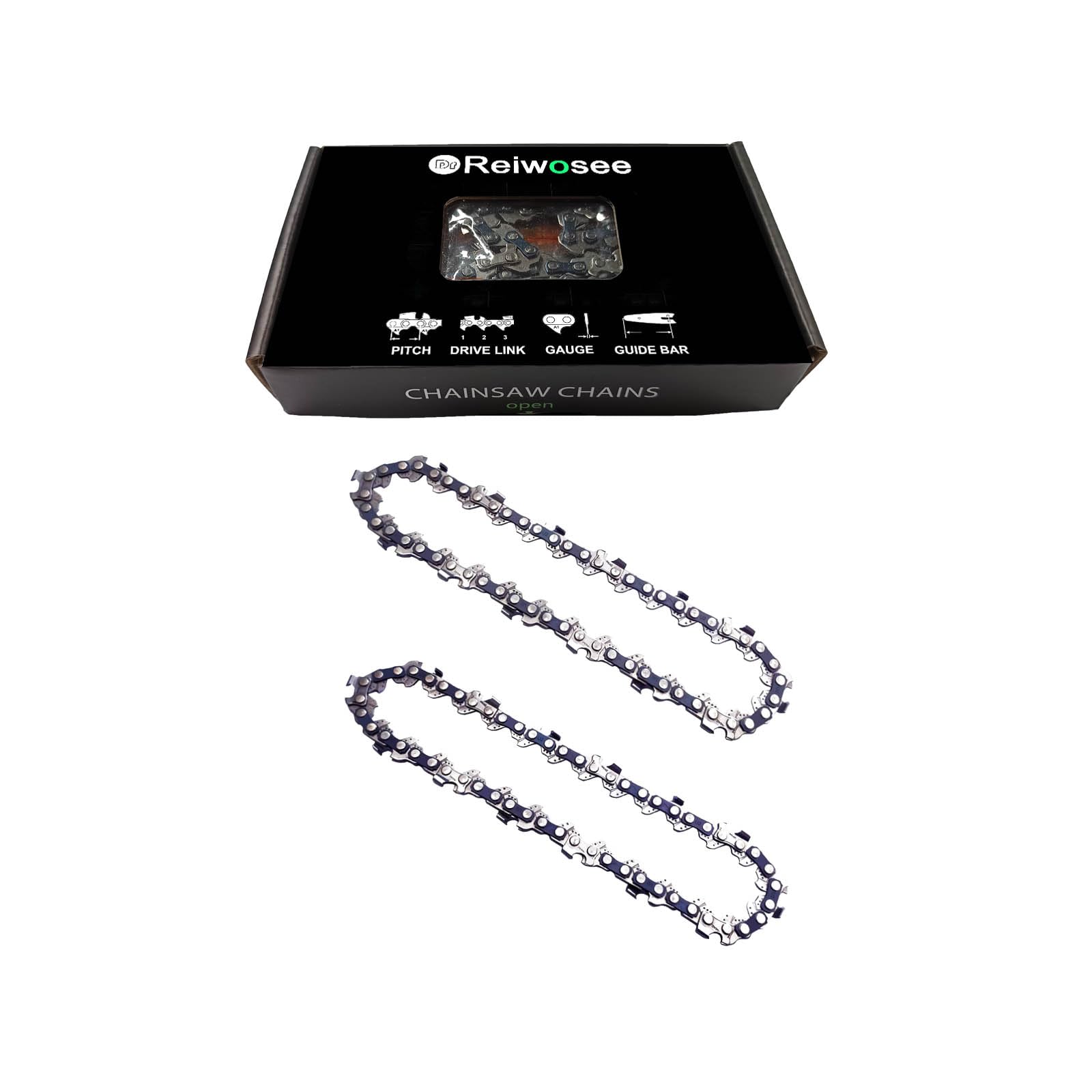 Reiwosee 2pcs 4-inch mini Handheld Rechargeable Chainsaw 1/4 inch 1.1mm 28TG, Chain Length 18cm, Suitable for 13cm Guide, Cutting Length 10cm for Landscaping Carpenters to Trim Gardens