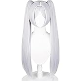 Max Beauty Anime Frieren Cosplay Silver Long Straight Wig for Women at the Funeral, Girls Halloween Costume Party Synthetic Hair for Halloween Party Hair Wig + Wig Cap