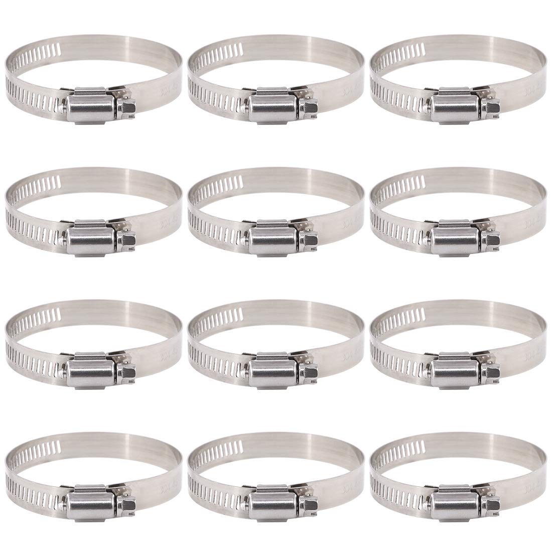 Rustark 25-Pcs Adjustable [46 to 70mm] Range Worm Gear Hose Clamp Clips Fuel Line Clamps Assortment Kit for Plumbing - 304 Stainless Steel