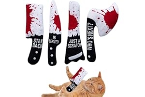 DAFORERAL Halloween Plush Knife Toy Set for Cats and Dogs, 4-Pack Soft Plush Pet Toys with Crinkle Sound and PP Cotton Fillin