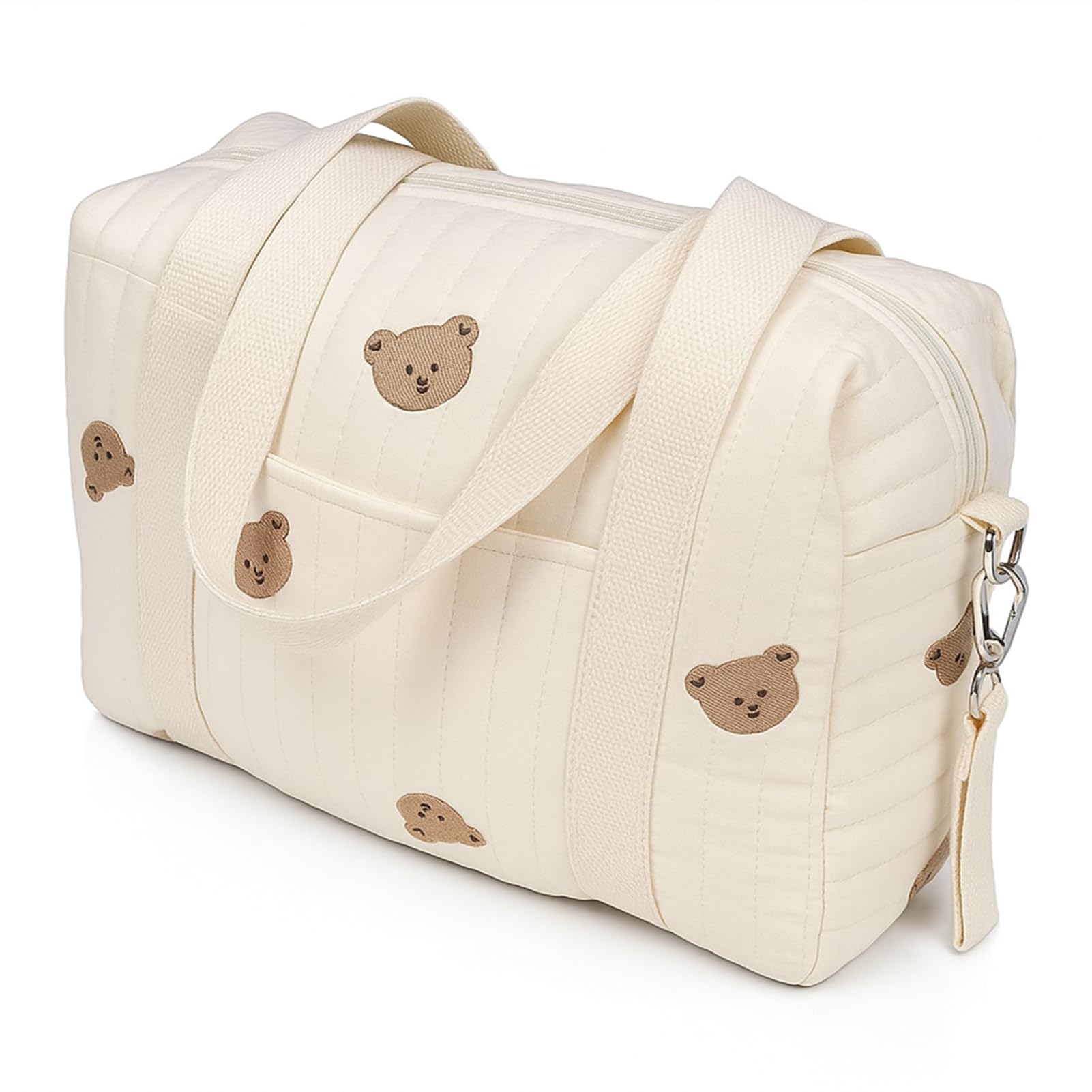 SUNGOOYUE Baby Stroller Storage Bag, Zipper Embroidery Universal Stroller Caddy Organizer Handbag (Bear Bag)