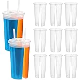 DOITOOL Heart Shaped Double Cup : 20PCS Transparent Plastic Split Cup Kids with Lids Creative Double Sided Disposable Couple Sharing for Valentines Day Tea Juice Soda Drink