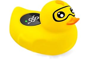 Trydream Baby Thermometer, Baby Bath Thermometer Upgrade LED Digital Bathtub Water Temperature Auto ON/Off Bathroom Safety Thermometer Yellow Duck Floating Toy for Infants, Newborn,Toddler, Kids