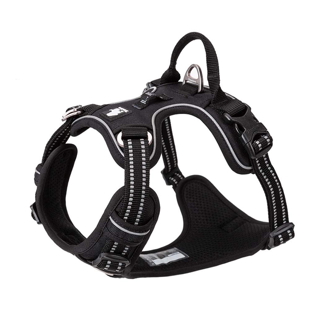 Dog Harness No Pull Adjustable Reflective Step-in Soft Nylon For Small Large Pet TLH56512(XS, Black)