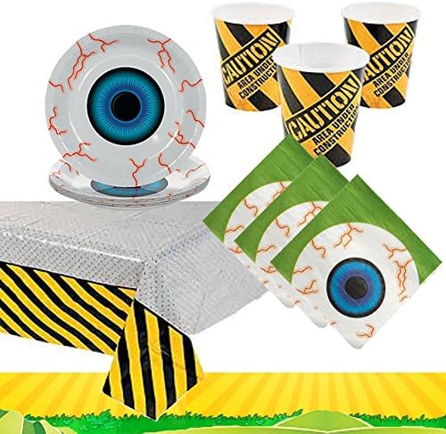 Zombies Eyeball Plates, Napkins, Construction Cups, and Tablecover