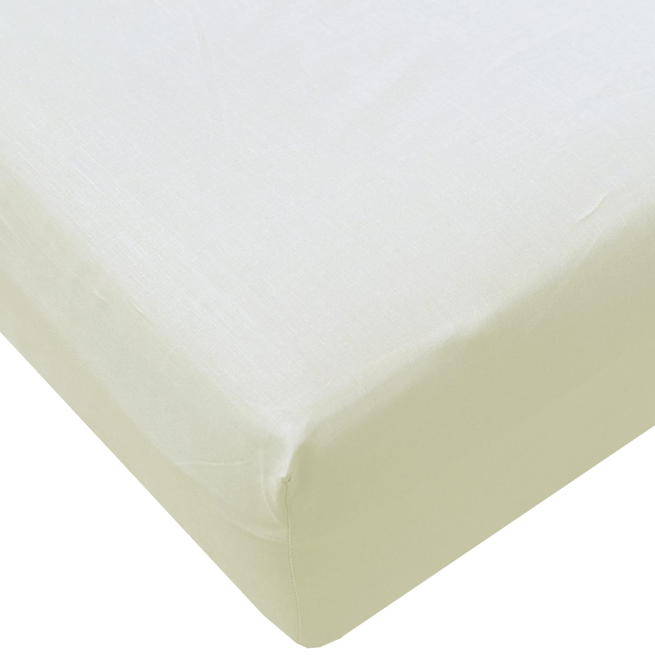HOMELY IDEAS 180TC Fitted Sheet 25CM/10 Inches Deep with Elasticated Corners, Rich Cotton & Breathable Fitted Bed Sheets (CREAM, 4FT / SMALL DOUBLE)