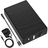 Talentcell Rechargeable 12V 3000mAh Lithium ion Battery Pack for LED Strip, CCTV Camera and More, DC 12V/5V USB Dual Output External Battery Power Bank with Charger, Black