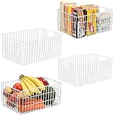 Orgneas Freezer Organizer Bins, Upright Freezer Basket Drawer Organizer Bins, Better Air Circulation Metal Wire Storage Container Bin For Chest Deep Freezers, Easy Sort & Get Food, 2 Large 2 Medium