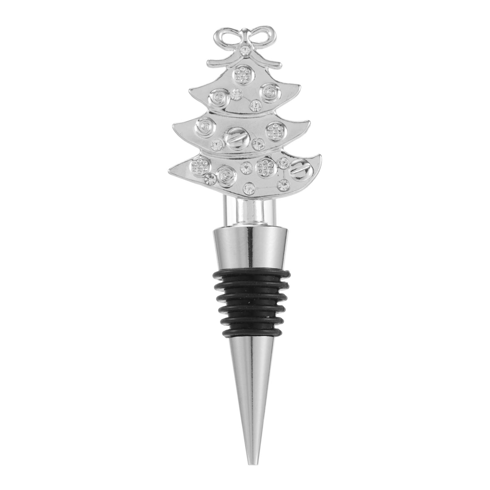 Lurrose Christmas Tree Bottle Stopper, Christmas Wine Bottle Stopper Christmas Tree Wine Stopper for Home Kitchen, Silver