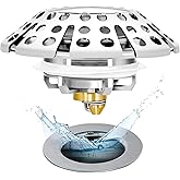 Anlige Bathtub Drain Stopper, Pop Up Tub Stopper with Drain Hair Catcher, Bathtub Plug and Cover with Strainer, Universal for 1.5 to 1.8in Tub Drain Hole