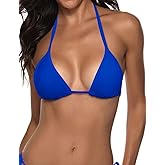 Suvimuga Women's Triangle Bikini Top Push up Padded Halter String Bathing Suits Top