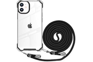 BEIMEITU Crossbody Case for iPhone 12, Crossbody Case for iPhone 12 Pro, Crossbody Cover with Neck Cord Strap,Transparent Clear PC Lanyard Phone Case for for iPhone 12/12 Pro